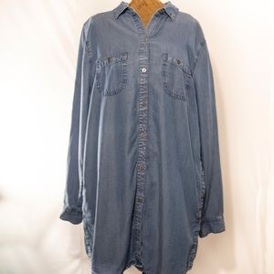 Medium J Jill Denim Button Up Blouse Blue